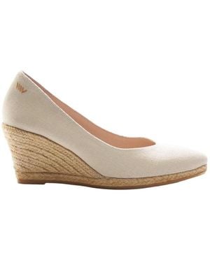 VISCATA Roses Canvas V Cut Espadrille Wedges - White