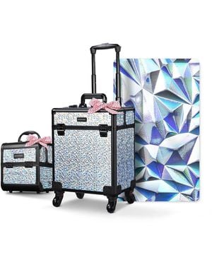 Byootique 2-piece Makeup Train Case Cosmetic Organizer Kit - Blue