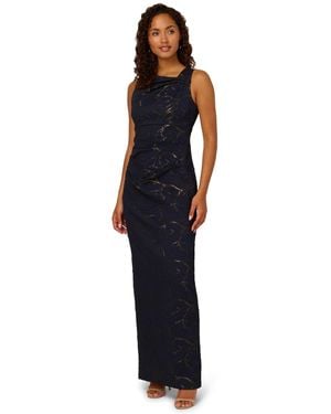 Adrianna Papell Petite Sleeveless Column Gown - Blue