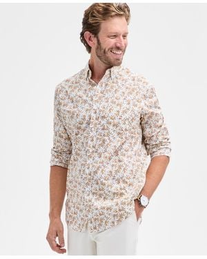 Club Room Motta Short Sleeve Floral Print Button-down Shirt - White