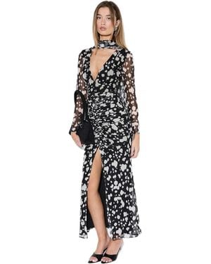 MissPap Spot Print Mesh Scarf Dress - White
