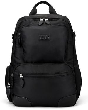 Elle Voyage 17.5" Twill And Faux Leather Backpack - Black