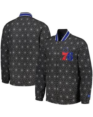 Starter Philadelphia 76ers In-field Play Fashion Satin Full-zip Varsity Jacket - Black
