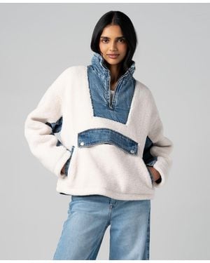 Blank NYC Half-zip Mock Neck Pull-on Jacket - Blue