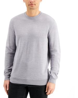 Club Room Solid Crew Neck Merino Wool Blend Sweater - Gray