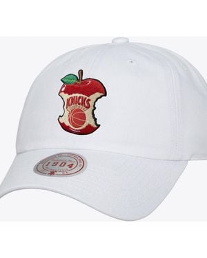 Mitchell & Ness New York Knicks Apple Bite 1904 Adjustable Dad Hat - White