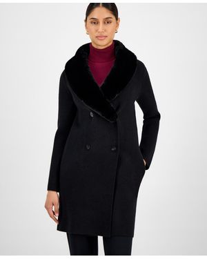 Tahari Faux-fur Shawl-collar Jacket - Black