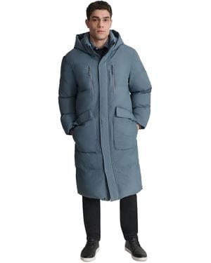 DKNY Quilted Hooded Duffle Parka - Blue