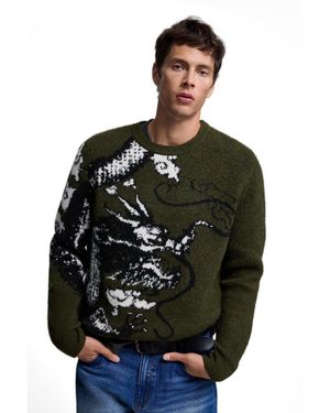 Desigual Printed Jacquard Sweater - Black