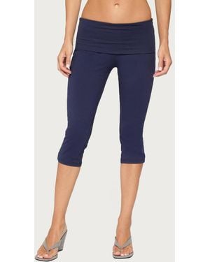 Edikted Rocio Foldover Capri Pants - Blue