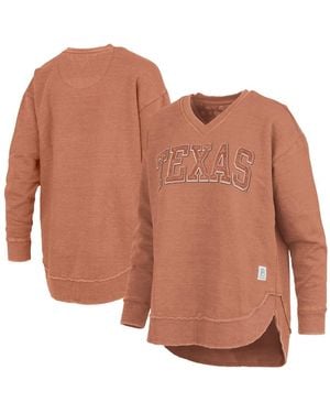 Pressbox Texas Orange Texas Longhorns Westin Poncho V-neck Pullover Sweatshirt - Brown