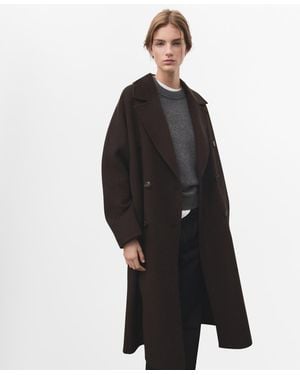 Mango Handmade Oversized Wool Coat - Black
