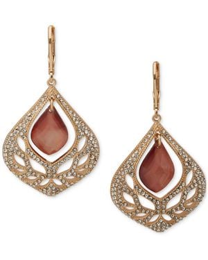 Lonna & Lilly Open Stone Branch Drop Earrings - Brown