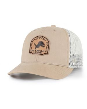 '47 Detroit Lions Adjustable Leather Applique Trucker Hat - Natural