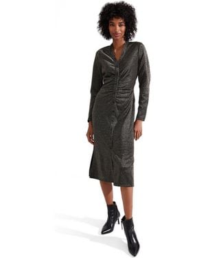Hobbs Ira Embroidered V-neck Midi Dress - Black
