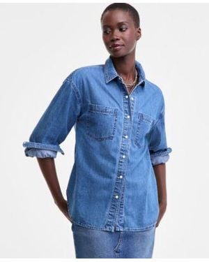 On 34th Denim Patch Pocket Shirt Macys Exclusive - Blue