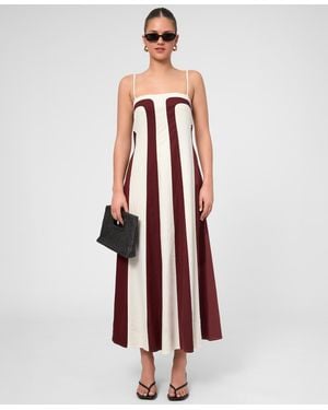 Rachel Roy Eleni Linen Stripe Square Neck Maxi Dress - White