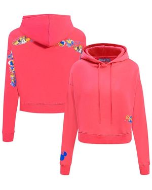 FREEZE MAX Mickey Friends Minnie And Daisy Cropped Pullover Hoodie - Red