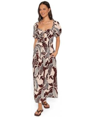 Petal & Pup Kepner Square-neck Puff-sleeve Cut-out Maxi Dress - White