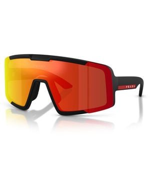 Prada Linea Rossa Geometric Sunglasses - Red