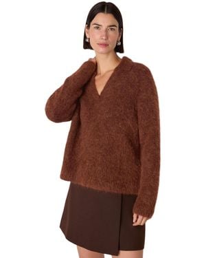 Whistles Alpaca Collar Neck Knit Sweater - Brown