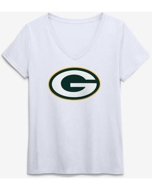 LOGO ATHLETIC Green Bay Packers V-neck Short-sleeve T-shirt - White