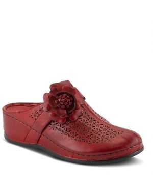 Spring Step Lilybean Leather Perforated Clogs - Red