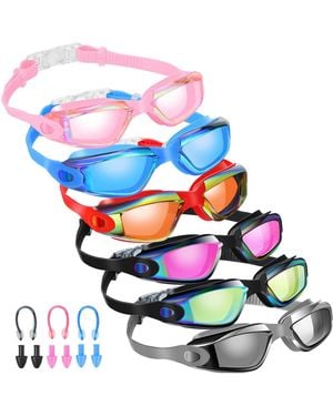 Gnuadz 6pieces Swim goggles Anti Fog Ear Plugs Nose Clip - White