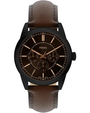 Fossil Pearson Multifunction Leather Watch - Black