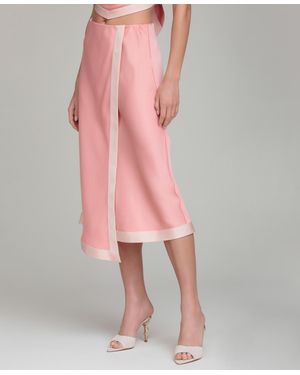 Avec Les Filles Asymmetrical Wrap Midi Skirt - Pink