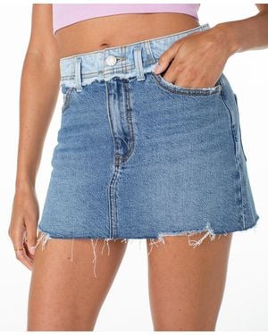 Roxy Sereia Two-wash Denim Frayed-hem Mini Skirt - Blue