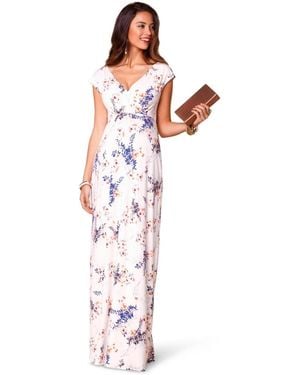 Tiffany Rose Maternity Alana Maxi Floral-print V-neck Empire-waist Dress - White