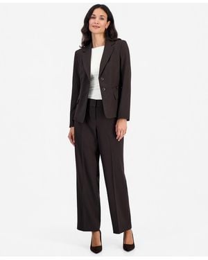 Le Suit Stretch Wide Leg 2-piece Pant Suit - Brown