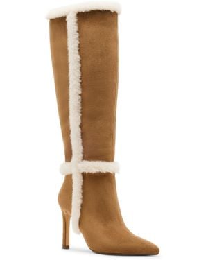 Madden Girl Pine Faux-fur Trim Tall Stiletto Dress Boots - Brown