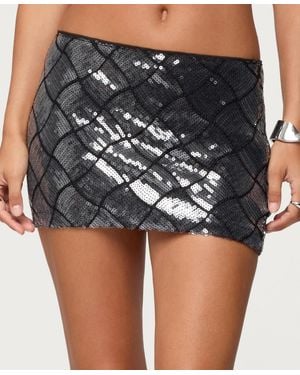 Edikted Stajie Sequin Mini Skirt - Black