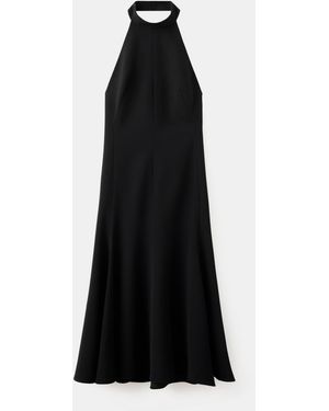 Mango Open Back Halter-neck Dress - Black