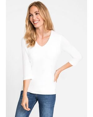 Olsen 3/4 Sleeve V-neck T-shirt - White