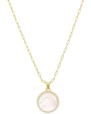 st. Moran Gold Natural Imitation Pearl Halo Serra Pendant Necklace - Metallic
