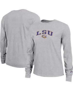 Champion Lsu Tigers Arch Over Logo Long Sleeve T-shirt - Gray