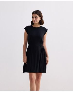 REISTOR Short Dress With Smocking Side Detail - Black