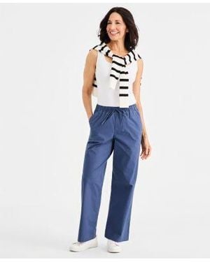 Style & Co. Style Co Wide Leg Pull On Pants Macys Exclusive - Blue