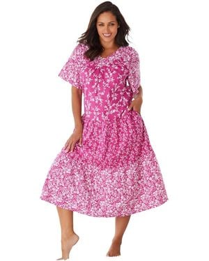 Only Neccessities Plus Size Tiered Print Lounger - Pink
