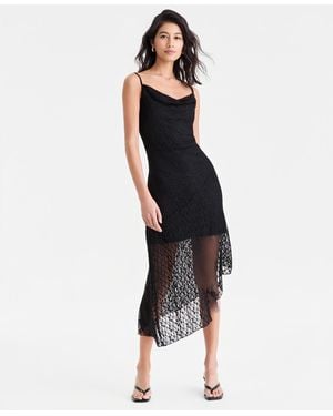 BarIII ' Cowl-neck Lace Slip Dress - Blue