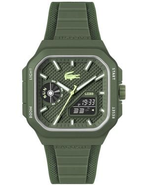 Lacoste Lc33 Square Khaki Silicone Strap Watch - Green