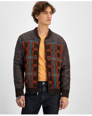 Sun & Stone Sun + Stone Plaid Mixed-media Jacket - Black