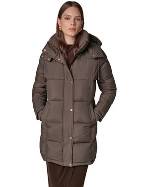 Donna Karan Hooded Puffer Coat - Brown
