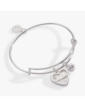 ALEX AND ANI Abuela Mother Of Pearl Heart Bangle Bracelet Duo - White