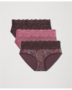 Pact Lace Waist Brief 3-pack - Purple