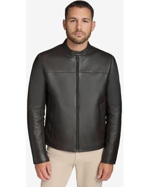 Andrew Marc Black Label Macalister Leather Racer Jacket - Black