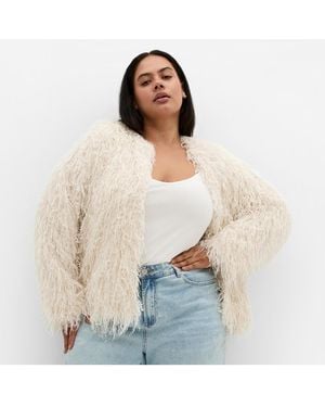 City Chic Plus Size Sparkle Queen Jacket - White